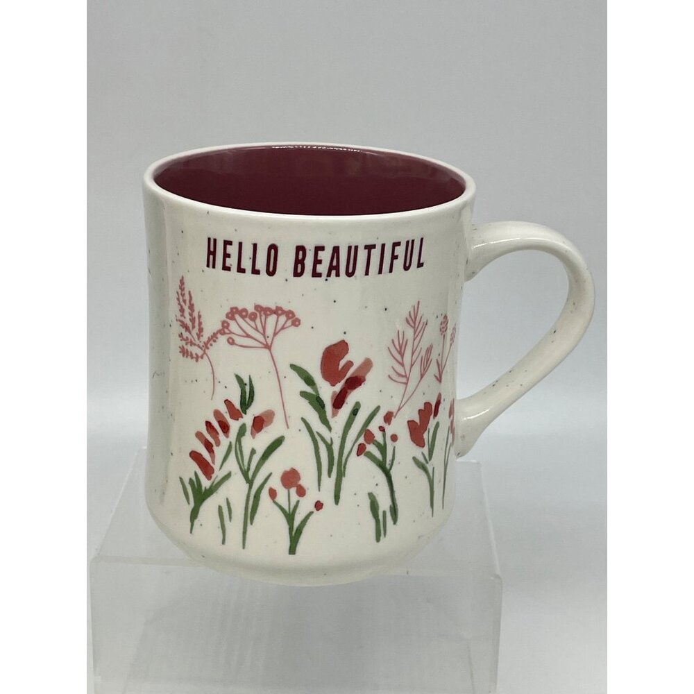 Hello Beautiful Ceramic Mug by Morning Meadow Floral Design & Maroon Interior